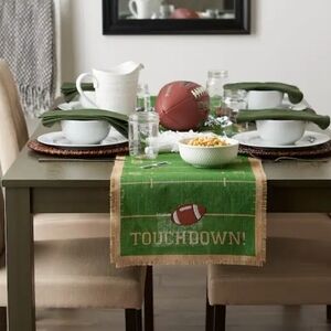 DII Touchdown Print Jute Table Runner Football Season 14X74